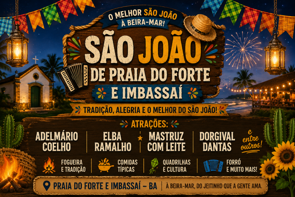 São João 2026 de Praia do Forte e Imbassaí, terá atrações nacionais